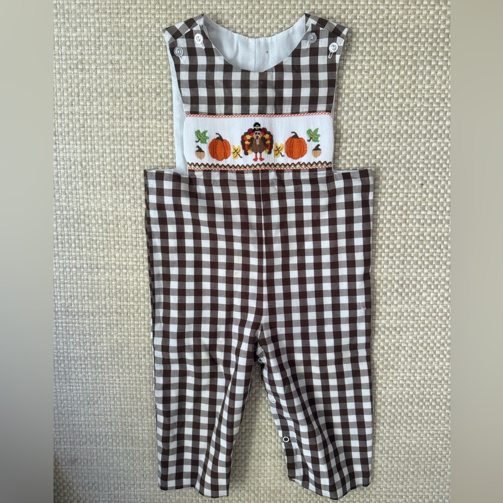 Smocked thanksgiving turkey longall, 18M